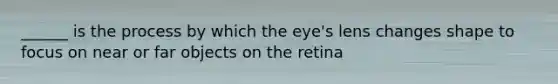 ______ is the process by which the eye's lens changes shape to focus on near or far objects on the retina