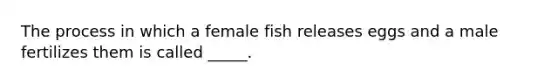 The process in which a female fish releases eggs and a male fertilizes them is called _____.