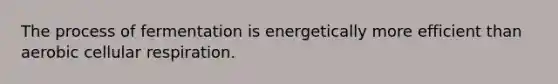 The process of fermentation is energetically more efficient than aerobic cellular respiration.