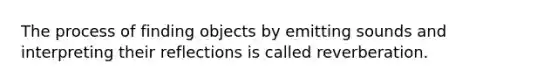 The process of finding objects by emitting sounds and interpreting their reflections is called reverberation.