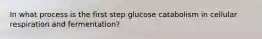 In what process is the first step glucose catabolism in cellular respiration and fermentation?