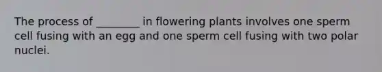 The process of ________ in flowering plants involves one sperm cell fusing with an egg and one sperm cell fusing with two polar nuclei.