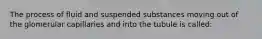 The process of fluid and suspended substances moving out of the glomerular capillaries and into the tubule is called: