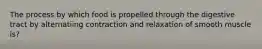 The process by which food is propelled through the digestive tract by alternatiing contraction and relaxation of smooth muscle is?