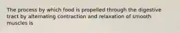 The process by which food is propelled through the digestive tract by alternating contraction and relaxation of smooth muscles is