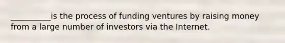 __________is the process of funding ventures by raising money from a large number of investors via the Internet.