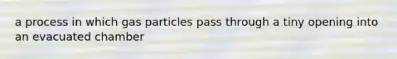 a process in which gas particles pass through a tiny opening into an evacuated chamber