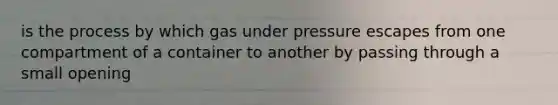 is the process by which gas under pressure escapes from one compartment of a container to another by passing through a small opening