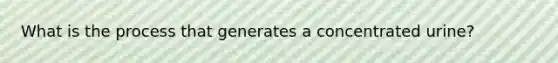 What is the process that generates a concentrated urine?