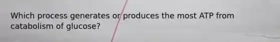 Which process generates or produces the most ATP from catabolism of glucose?