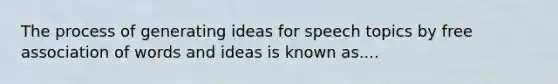 The process of generating ideas for speech topics by free association of words and ideas is known as....