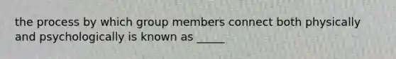 the process by which group members connect both physically and psychologically is known as _____