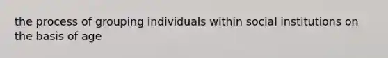 the process of grouping individuals within social institutions on the basis of age