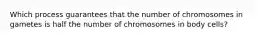 Which process guarantees that the number of chromosomes in gametes is half the number of chromosomes in body cells?