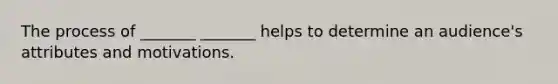 The process of _______ _______ helps to determine an audience's attributes and motivations.