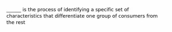 ______ is the process of identifying a specific set of characteristics that differentiate one group of consumers from the rest