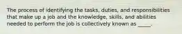 The process of identifying the tasks, duties, and responsibilities that make up a job and the knowledge, skills, and abilities needed to perform the job is collectively known as _____.