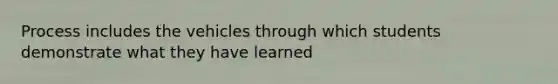 Process includes the vehicles through which students demonstrate what they have learned