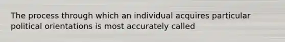 The process through which an individual acquires particular political orientations is most accurately called