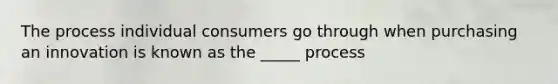 The process individual consumers go through when purchasing an innovation is known as the _____ process