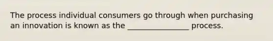The process individual consumers go through when purchasing an innovation is known as the ________________ process.