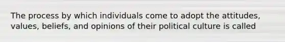 The process by which individuals come to adopt the attitudes, values, beliefs, and opinions of their political culture is called