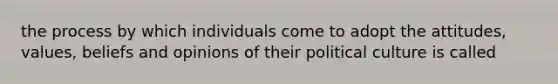 the process by which individuals come to adopt the attitudes, values, beliefs and opinions of their political culture is called