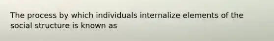 The process by which individuals internalize elements of the social structure is known as