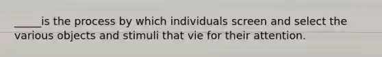 _____is the process by which individuals screen and select the various objects and stimuli that vie for their attention.