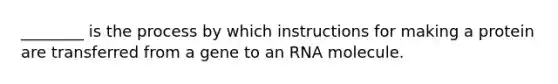 ________ is the process by which instructions for making a protein are transferred from a gene to an RNA molecule.