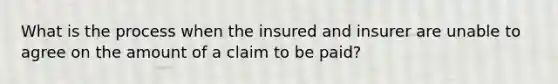 What is the process when the insured and insurer are unable to agree on the amount of a claim to be paid?