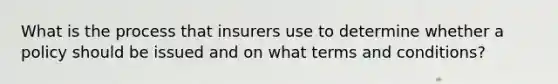 What is the process that insurers use to determine whether a policy should be issued and on what terms and conditions?