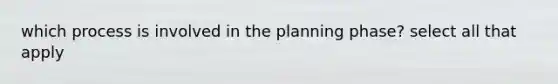 which process is involved in the planning phase? select all that apply