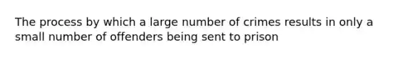 The process by which a large number of crimes results in only a small number of offenders being sent to prison