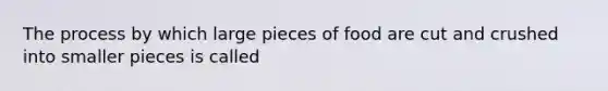 The process by which large pieces of food are cut and crushed into smaller pieces is called