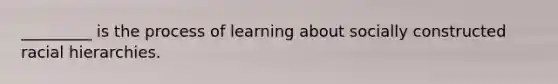 _________ is the process of learning about socially constructed racial hierarchies.