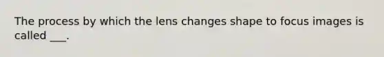 The process by which the lens changes shape to focus images is called ___.