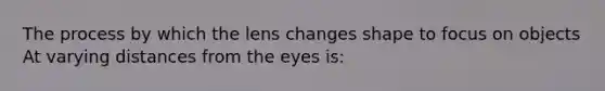 The process by which the lens changes shape to focus on objects At varying distances from the eyes is: