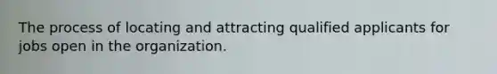 The process of locating and attracting qualified applicants for jobs open in the organization.