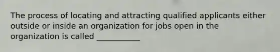 The process of locating and attracting qualified applicants either outside or inside an organization for jobs open in the organization is called ___________