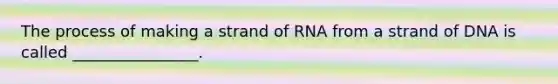 The process of making a strand of RNA from a strand of DNA is called ________________.