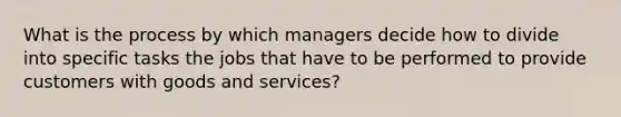 What is the process by which managers decide how to divide into specific tasks the jobs that have to be performed to provide customers with goods and services?