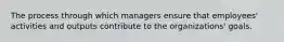 The process through which managers ensure that employees' activities and outputs contribute to the organizations' goals.