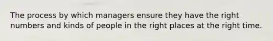 The process by which managers ensure they have the right numbers and kinds of people in the right places at the right time.