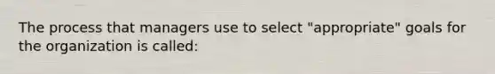 The process that managers use to select "appropriate" goals for the organization is called: