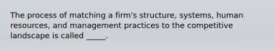 The process of matching a firm's structure, systems, human resources, and management practices to the competitive landscape is called _____.