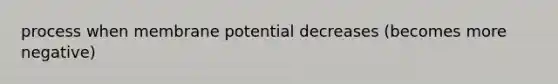 process when membrane potential decreases (becomes more negative)