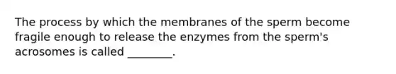 The process by which the membranes of the sperm become fragile enough to release the enzymes from the sperm's acrosomes is called ________.