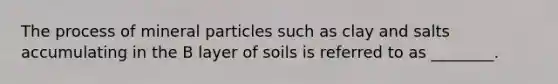 The process of mineral particles such as clay and salts accumulating in the B layer of soils is referred to as ________.