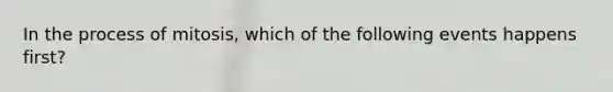 In the process of mitosis, which of the following events happens first?